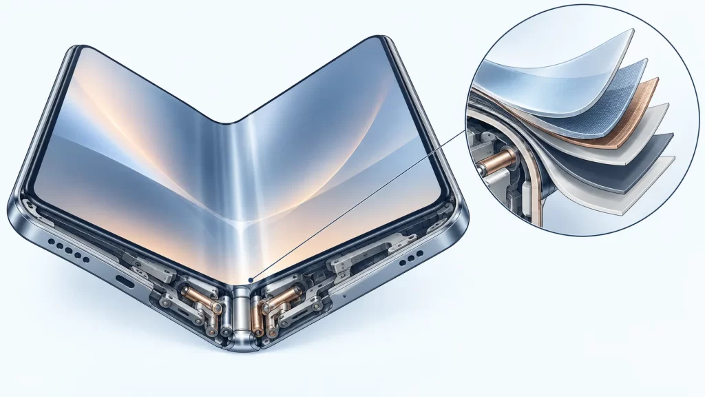 Bản lề iPhone Duo có gì bên trong? Minh họa nguyên lý bản lề điện thoại gập và cấu trúc màn hình nhiều lớp